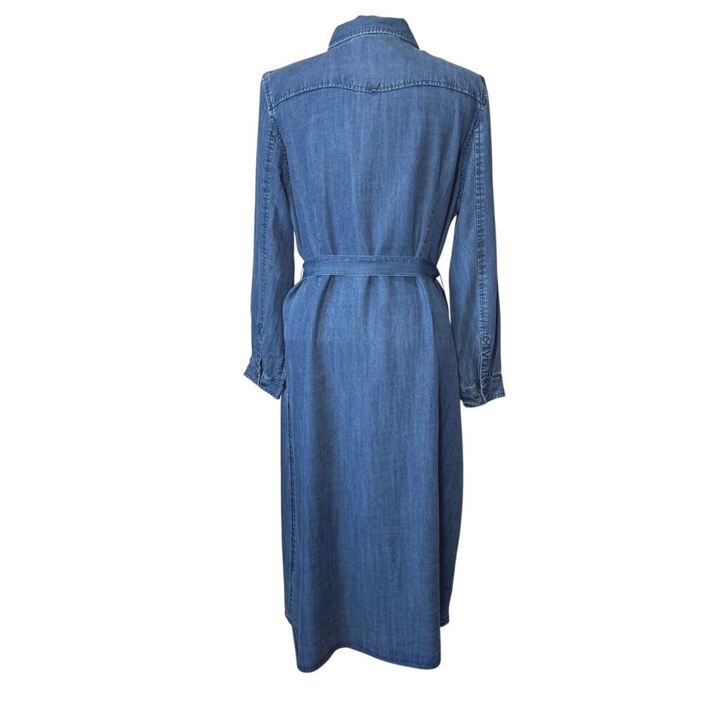 Coldwater Creek Midi Shirt Dress Long Sleeve Chambray Blue Button Front SzLarge - Picture 4 of 8
